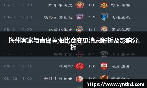 梅州客家与青岛黄海比赛变更消息解析及影响分析